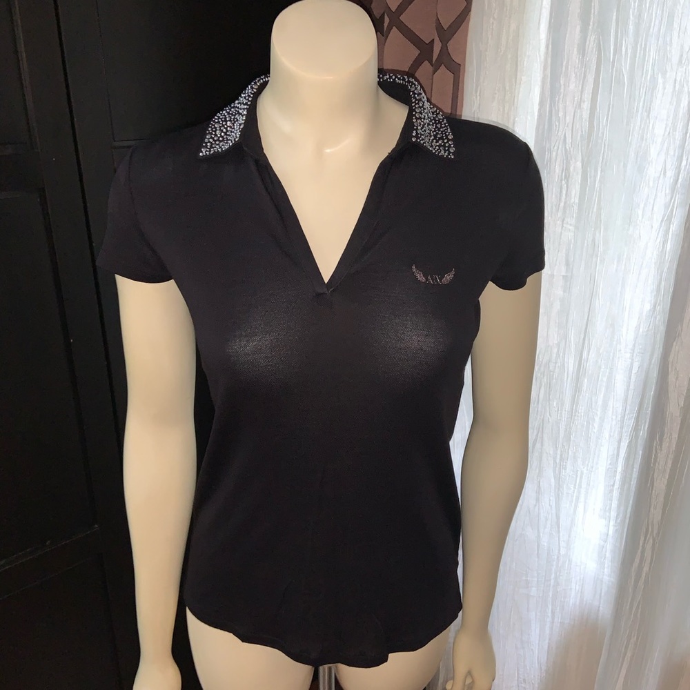Armani Exchange Rhinestone Collar Polo